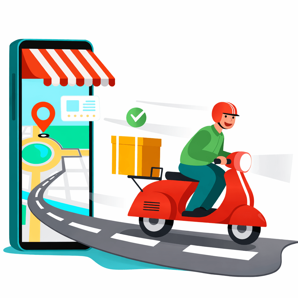 Cartoon EV rider illustration